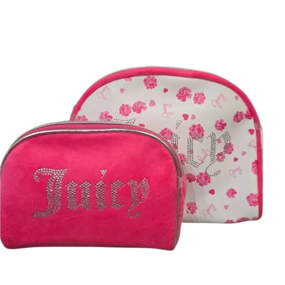 Juicy‎ Couture Signatute Logo Floeal/Velour Cosmetic Bag Set
